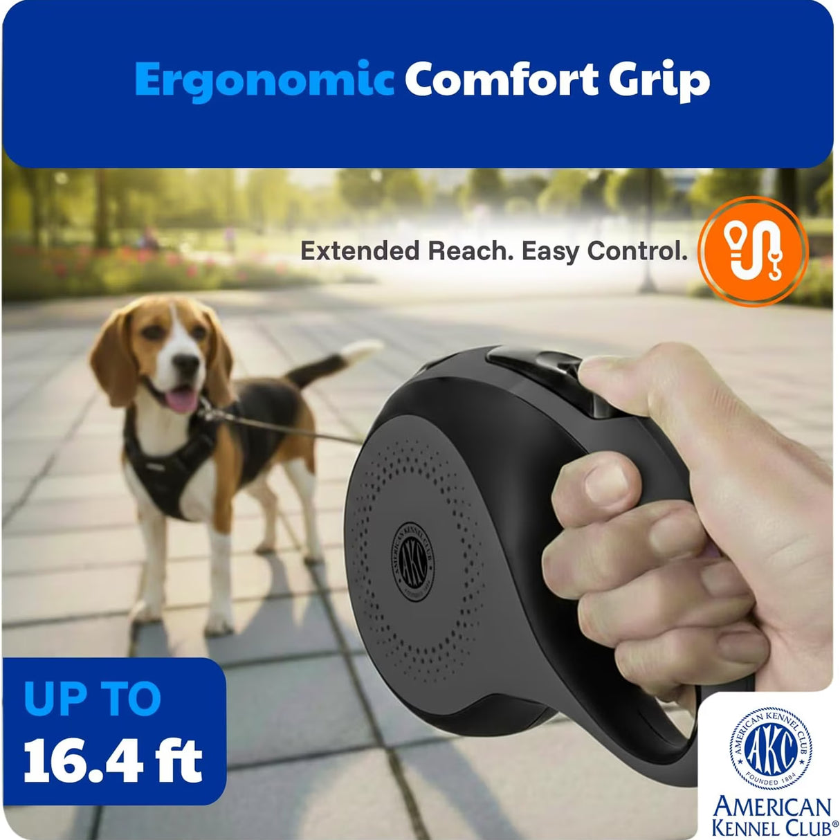 American Kennel Club Retractable Tangle-Free Dog Leash, 16.4 ft
