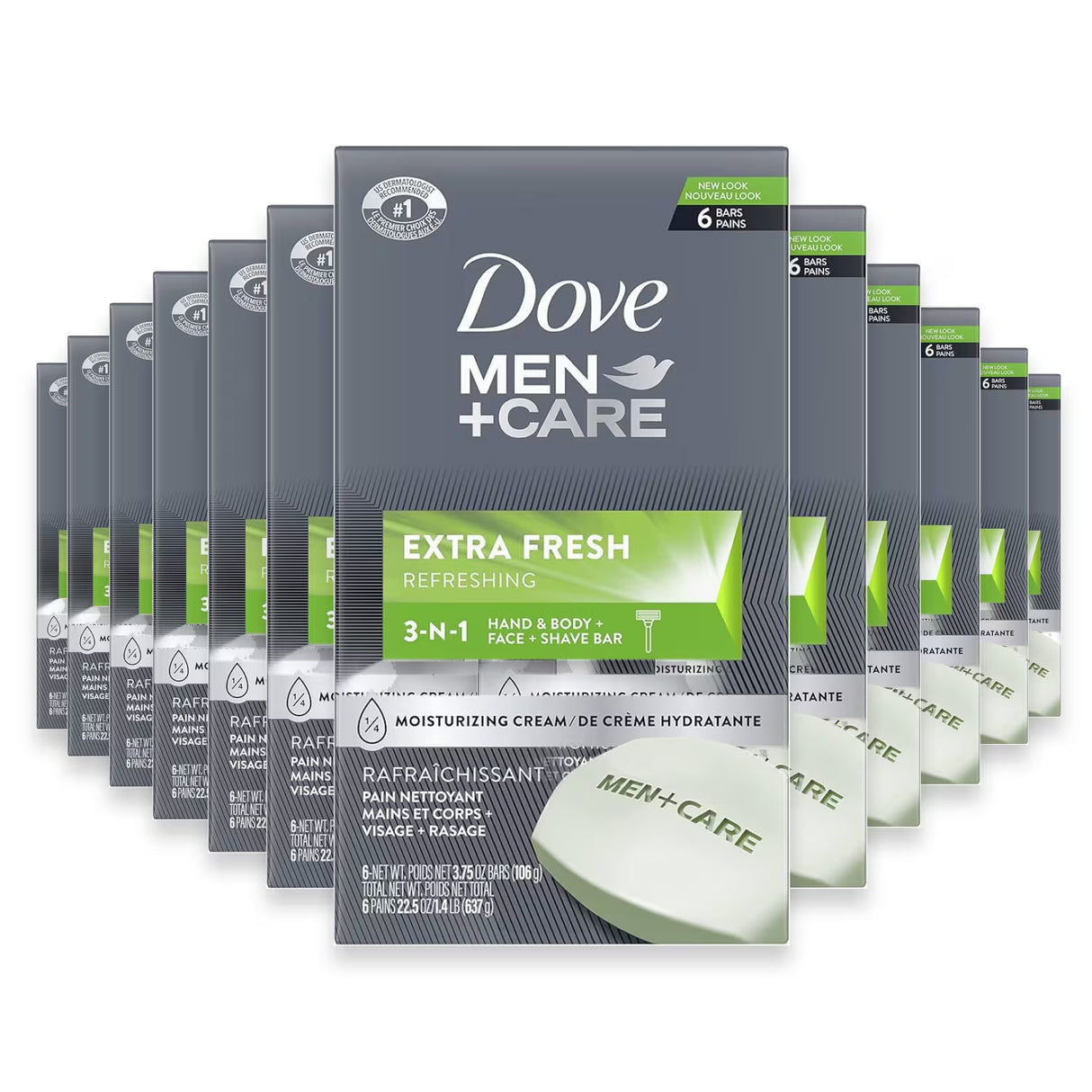 Dove Men Care Extra Fresh Bar Cleanser 6 Ct – 12 Pack (72 ct)