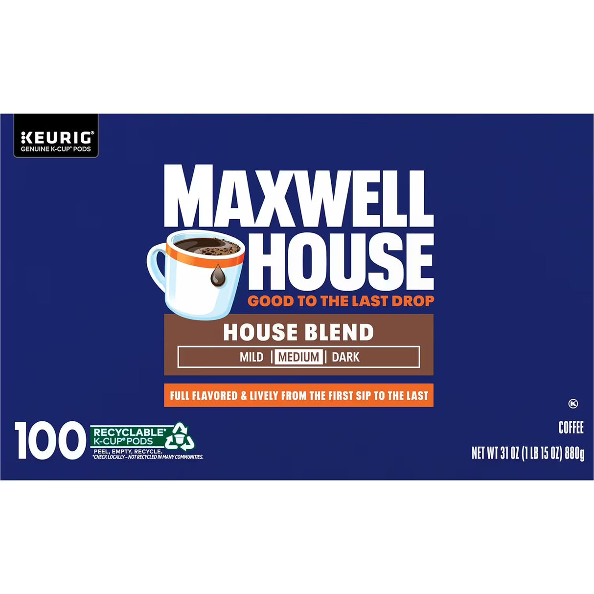 Maxwell House House Blend Medium K-Cup Coffee Pods 100 ct.