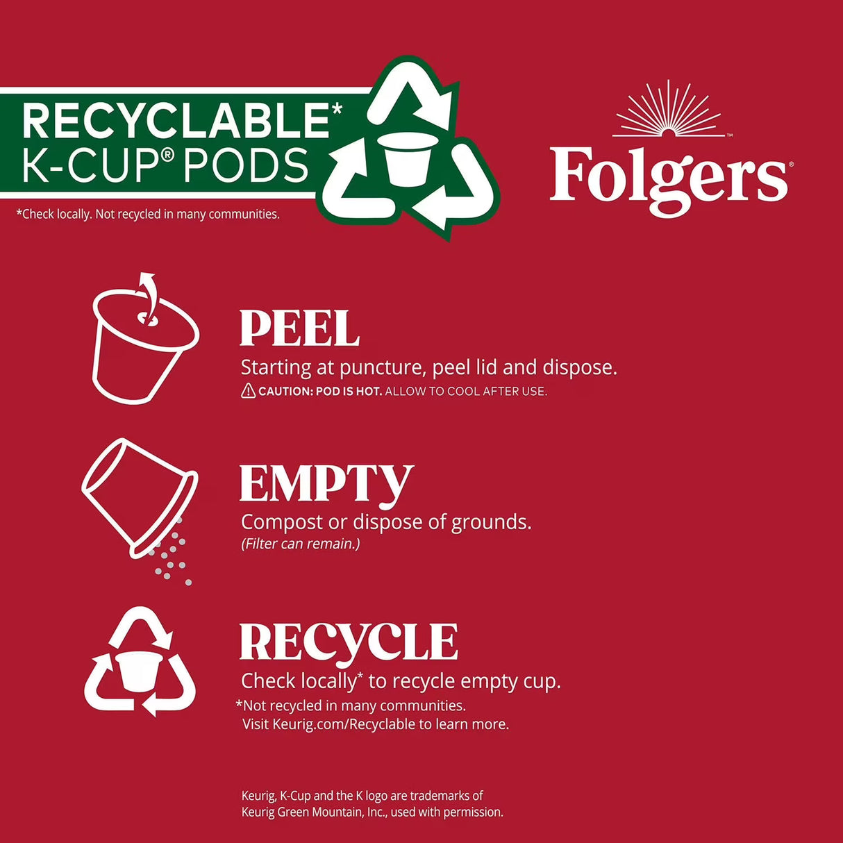 Folgers Classic Medium Roast K-Cup Coffee Pods, 100 ct.