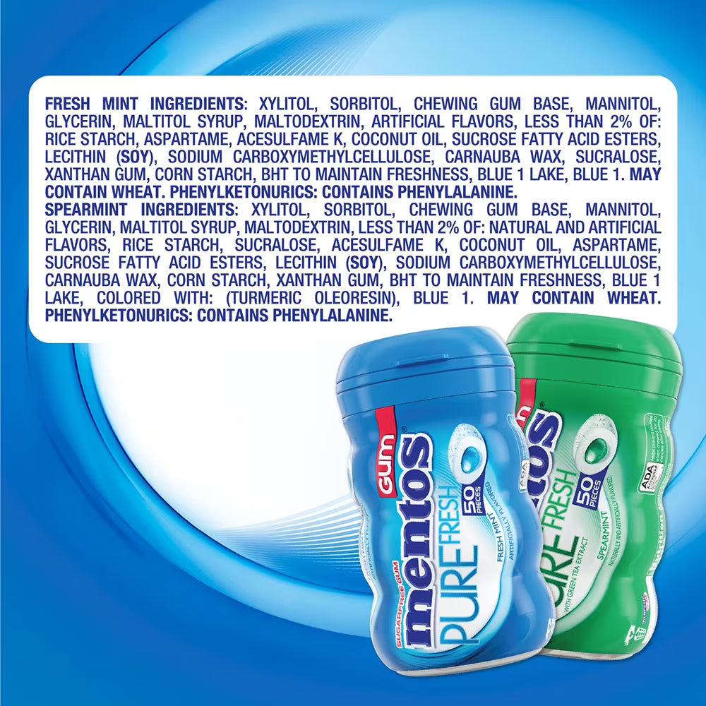 Mentos Pure Fresh Sugar-Free Gum, 50pc - 6pk