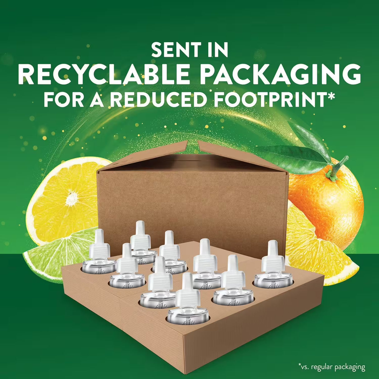 Air Wick Plug In Scented Oil Air Freshener Refills, Bright Citrus - 9 refills