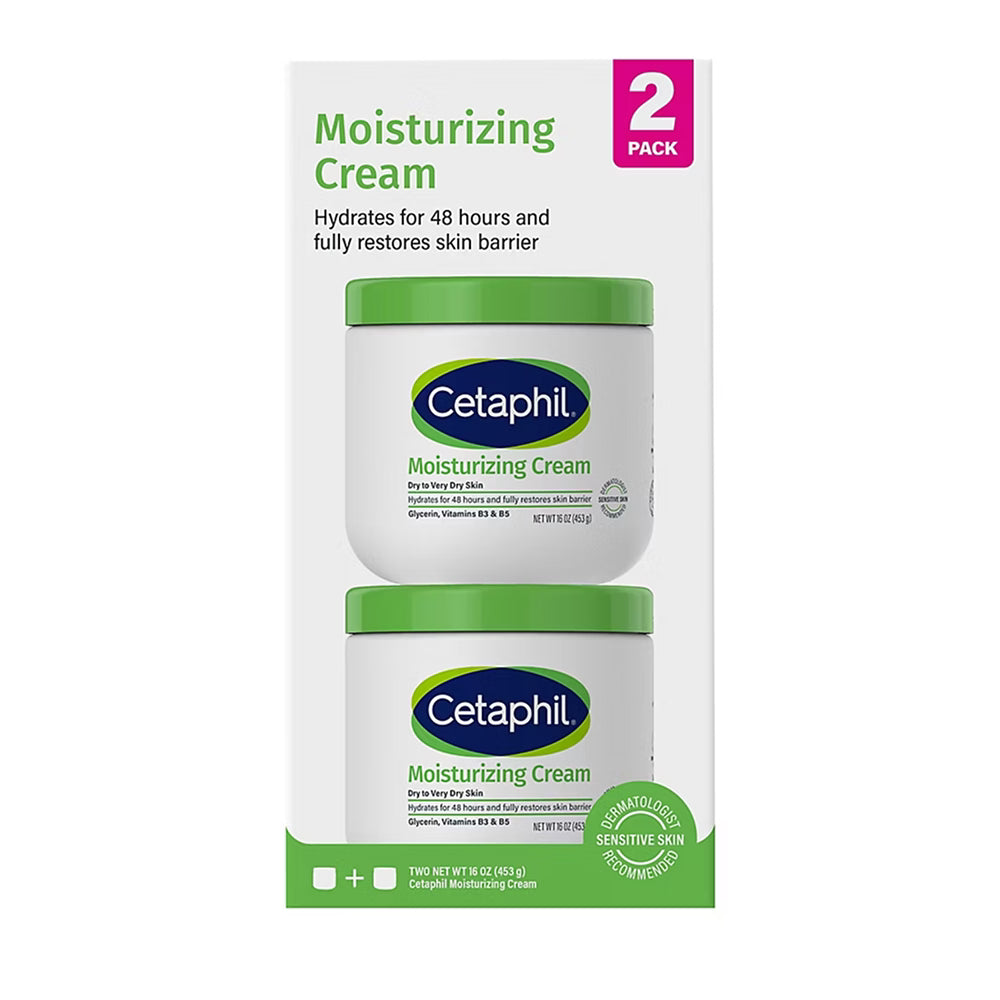 Cetaphil - Moisturizing Cream for Very Dry, Sensitive Skin, Fragrance Free - 16 Oz - 2 Pack