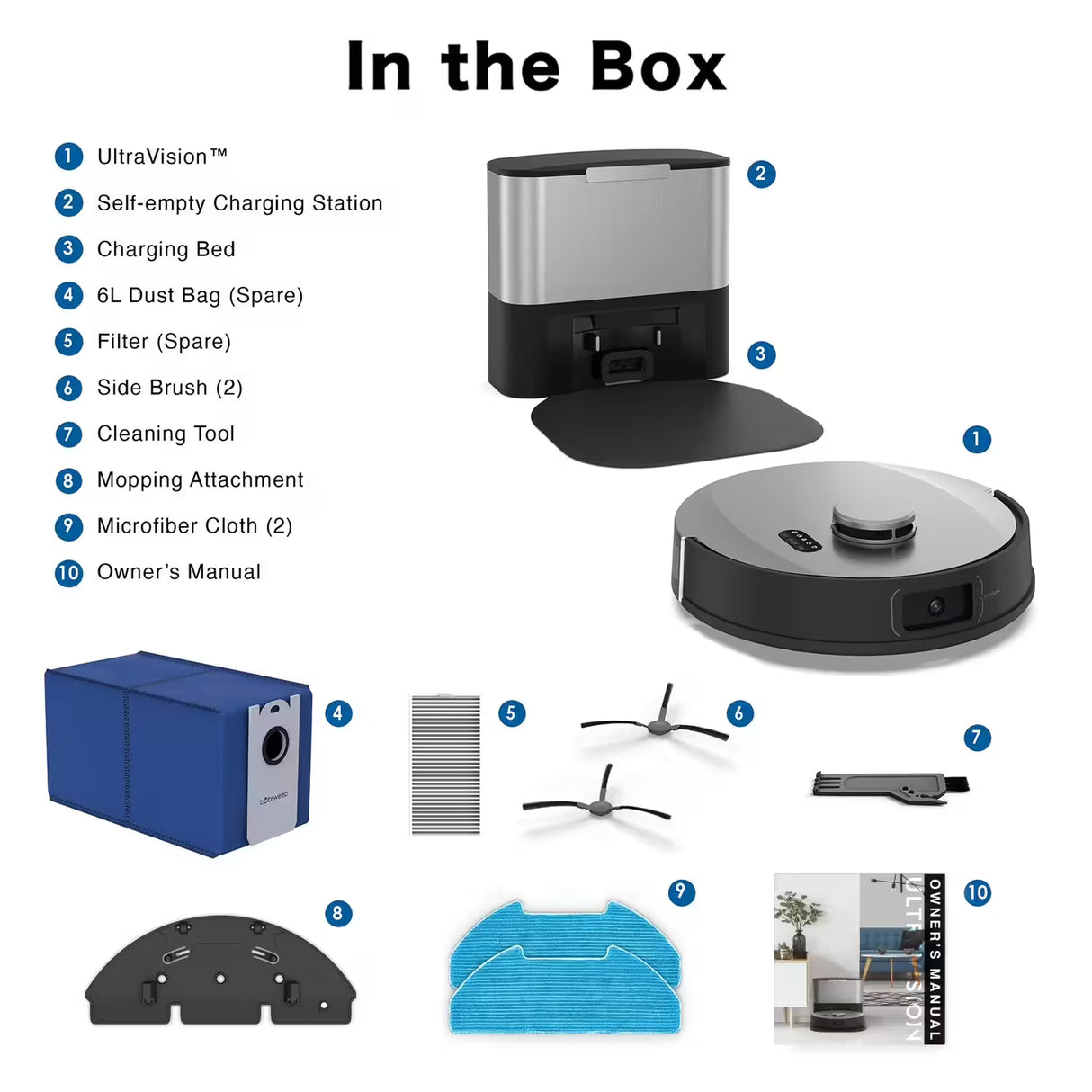 bObsweep UltraVision Self-Emptying Robot Vacuum and Mop with 180-Day Dock