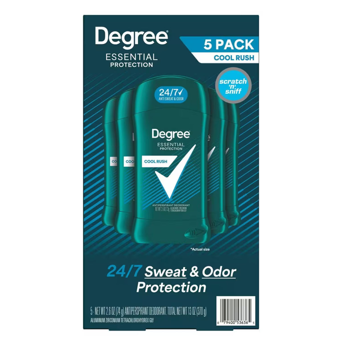 Degree Men Antiperspirant Deodorant Stick 2.7 oz - Cool Rush - 5 Pack