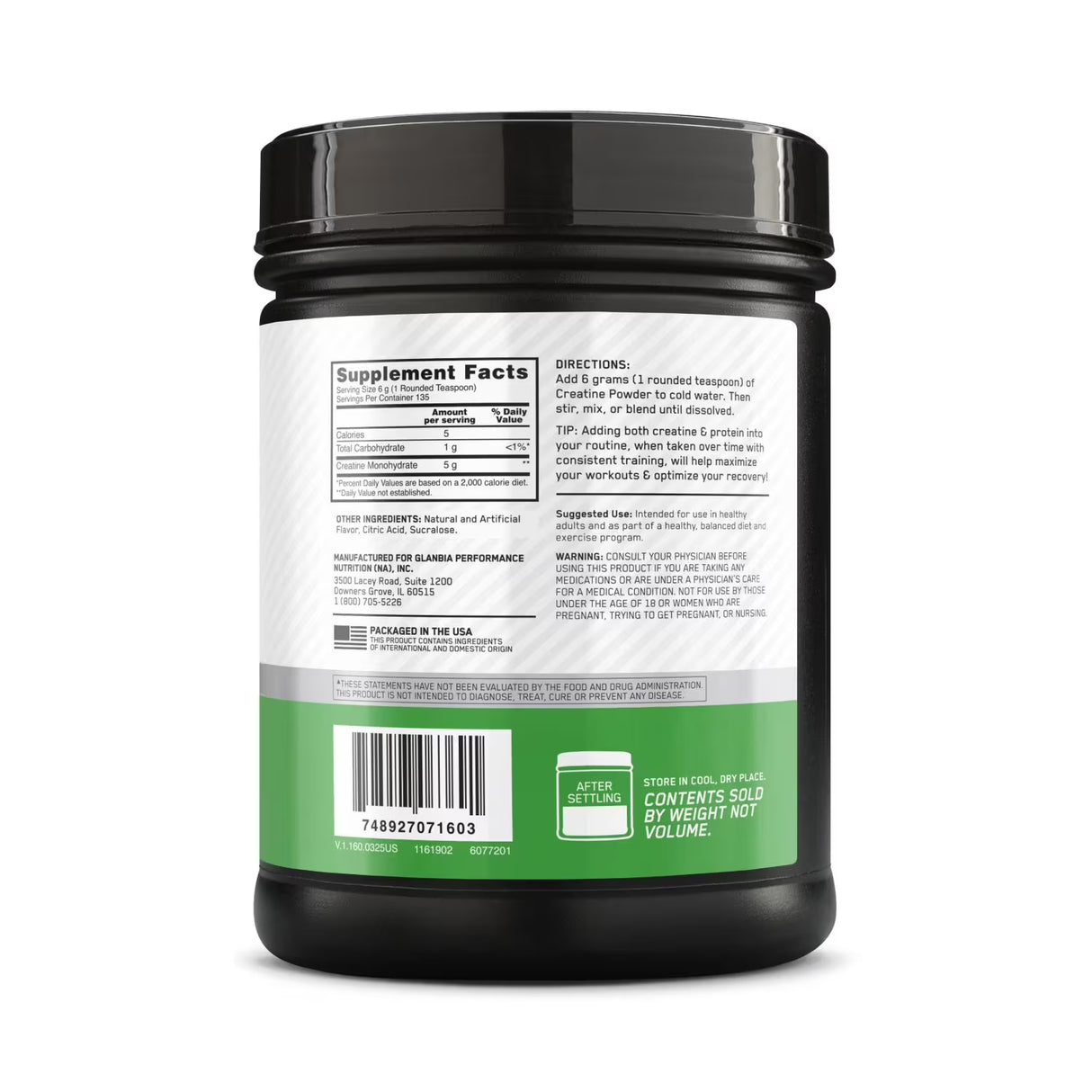 Optimum Nutrition Micronized Creatine Monohydrate Powder, Blueberry Lemonade 1.78 lb - 6 Pack