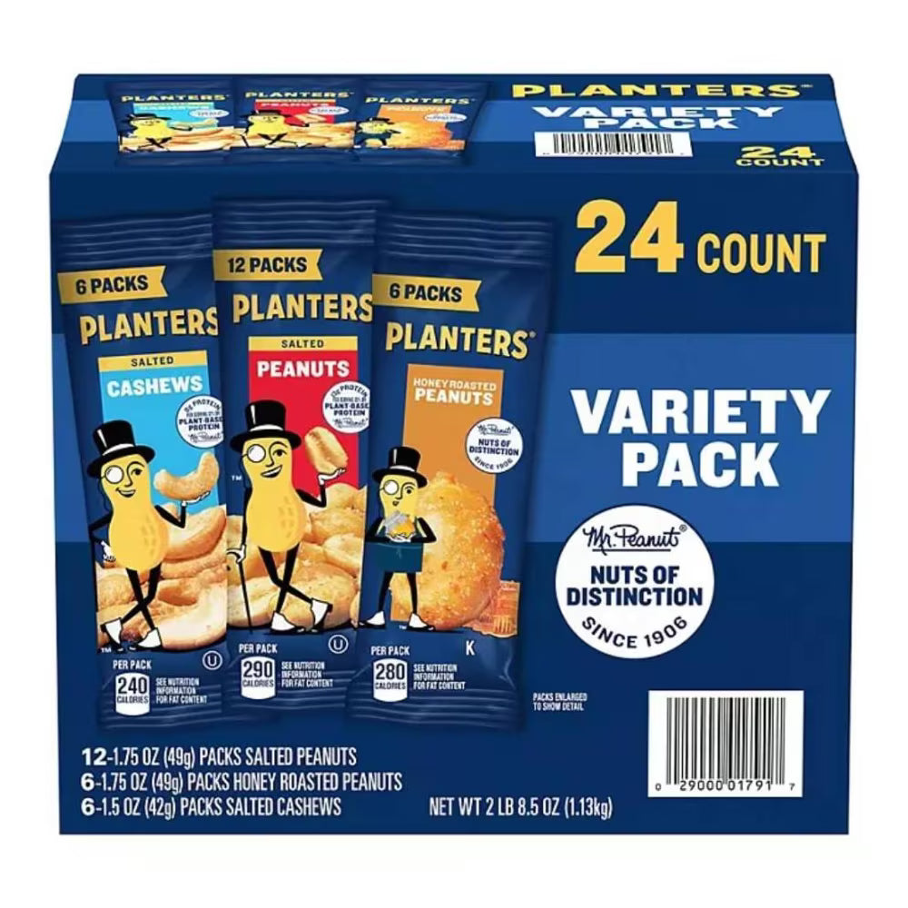 Planters Nuts - Cashews and Peanuts Variety - 40.5 Oz, 24 Ct - 6 Pack
