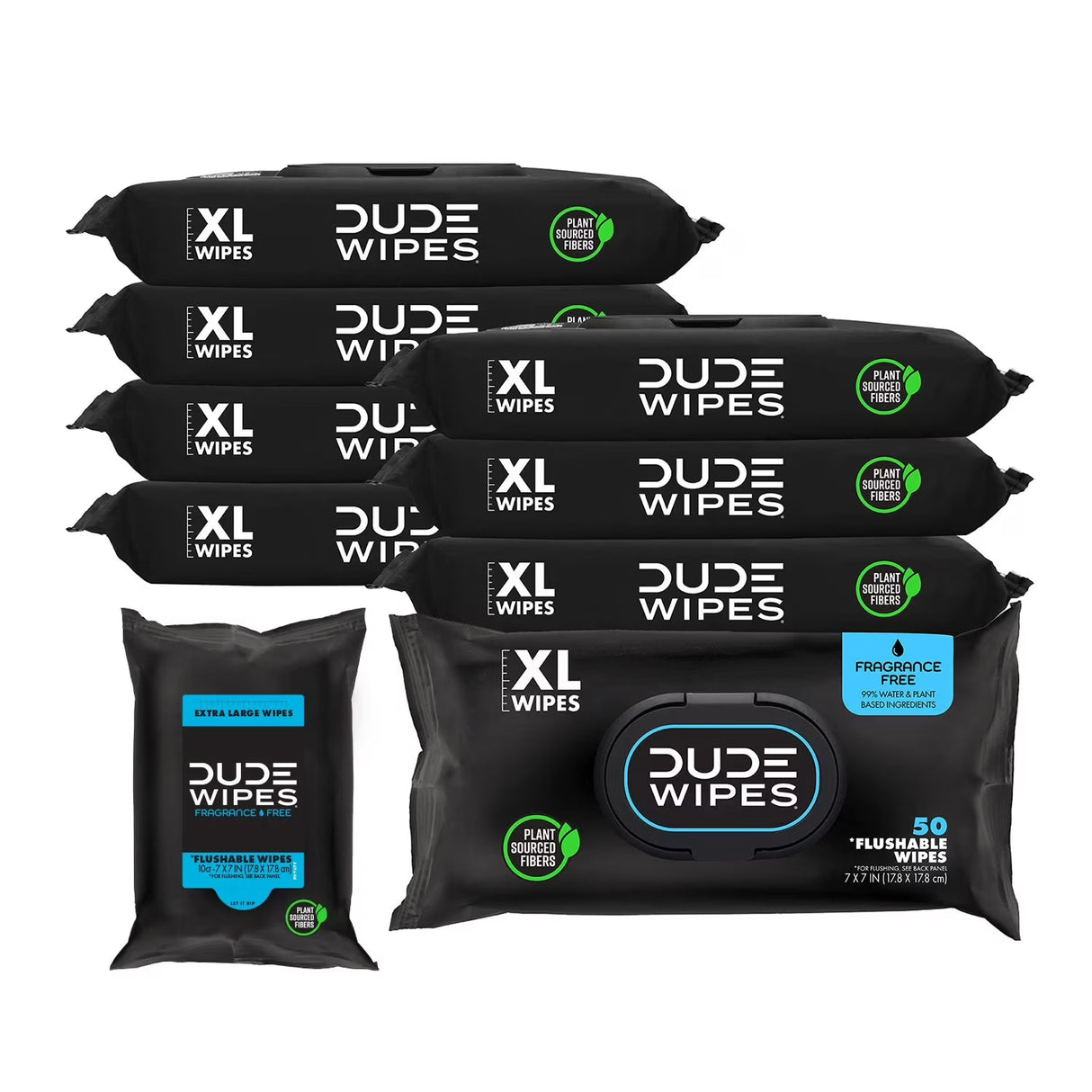 Dude Wipes, Extra Large, Fragance Free Flushable Wipes, 9 Pack - 410 Ct Total