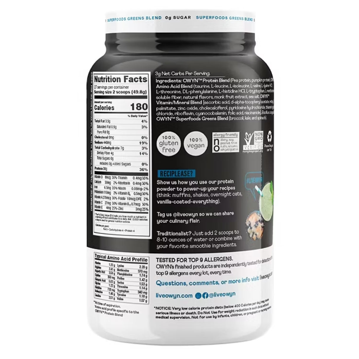 OWYN Pro Elite Protein Powder Vanilla - 2.96lb