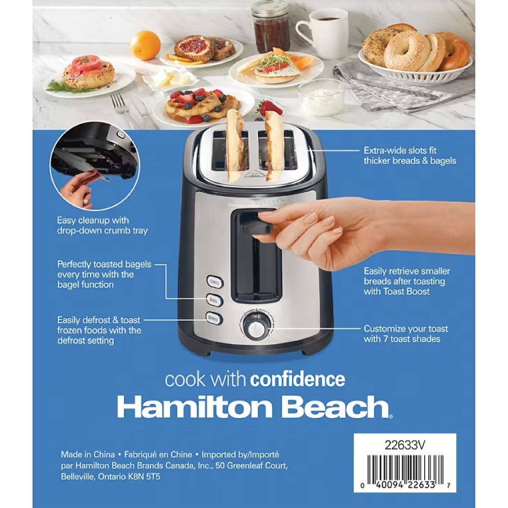 Hamilton Beach 2-Slice Extra Wide Slot Toaster – Black & Stainless Steel