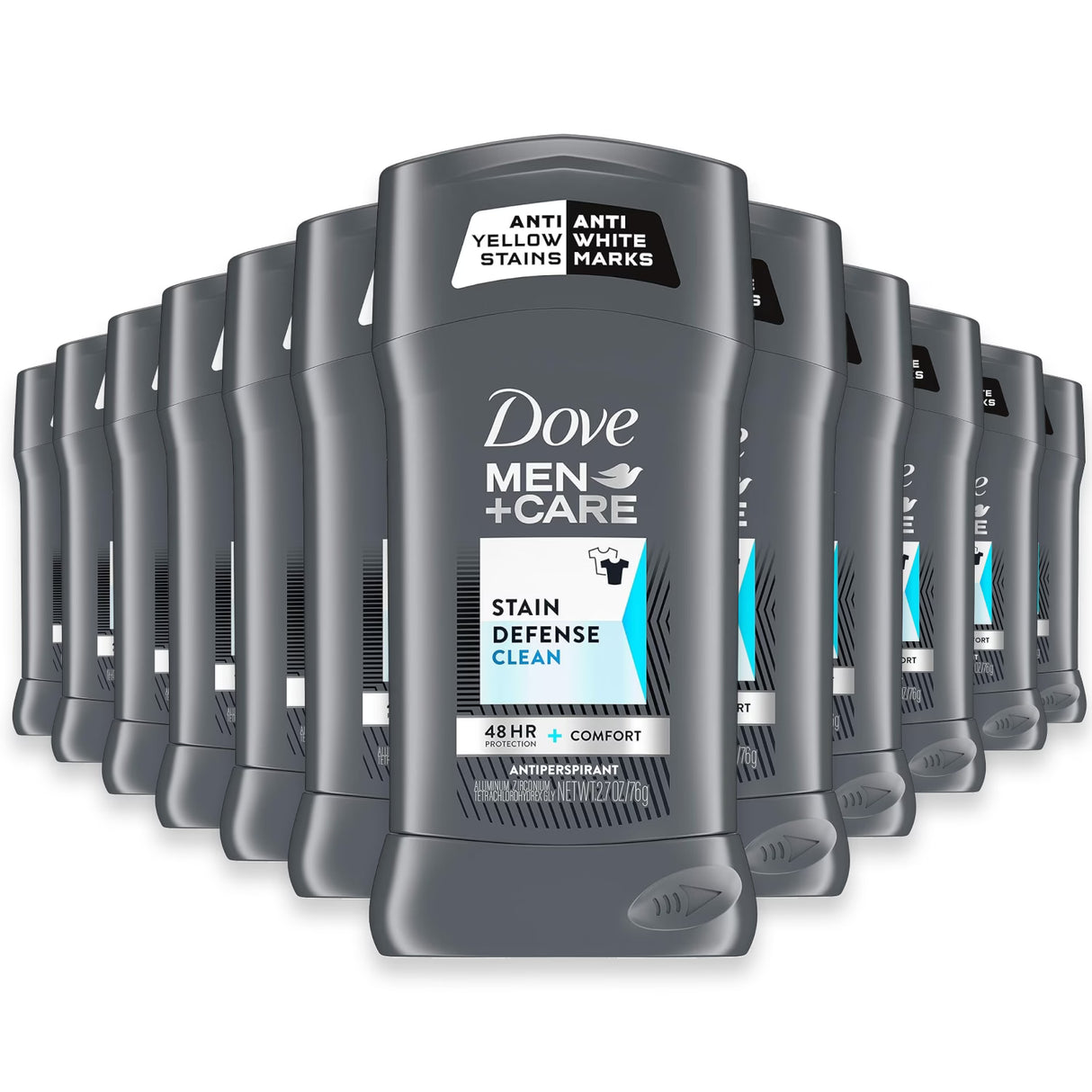 Dove Men+Care Stain Defense Clean Antiperspirant Stick 2.7 oz - 12 Pack