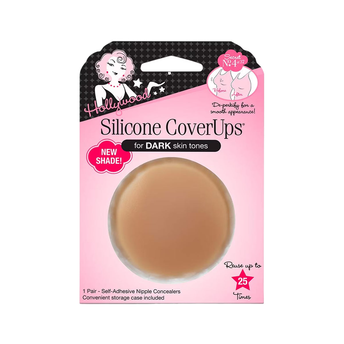 Hollywood Fashion Secrets Dark Tone Reusable Silicone Nipple Covers, 1 Pair - 12 Pack