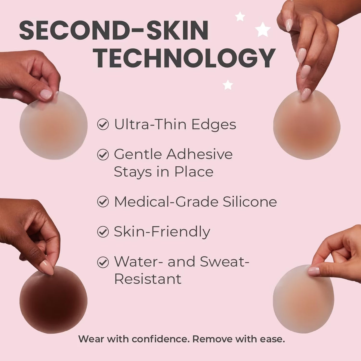 Hollywood Fashion Secrets Dark Tone Reusable Silicone Nipple Covers, 1 Pair - 12 Pack