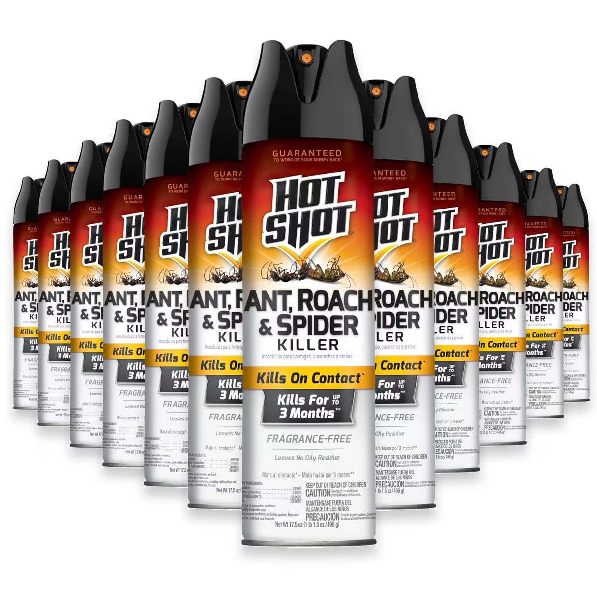Hot Shot Ant and Roach Fragrance Free, 17.5 oz - 12 Pack