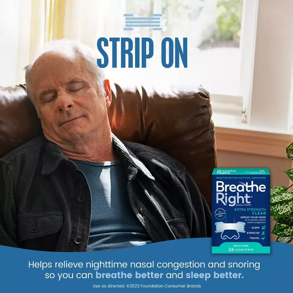 Breathe Right - Extra Strength Drug-Free Clear Nasal Strips - 26 Ct Each - 24 Pack