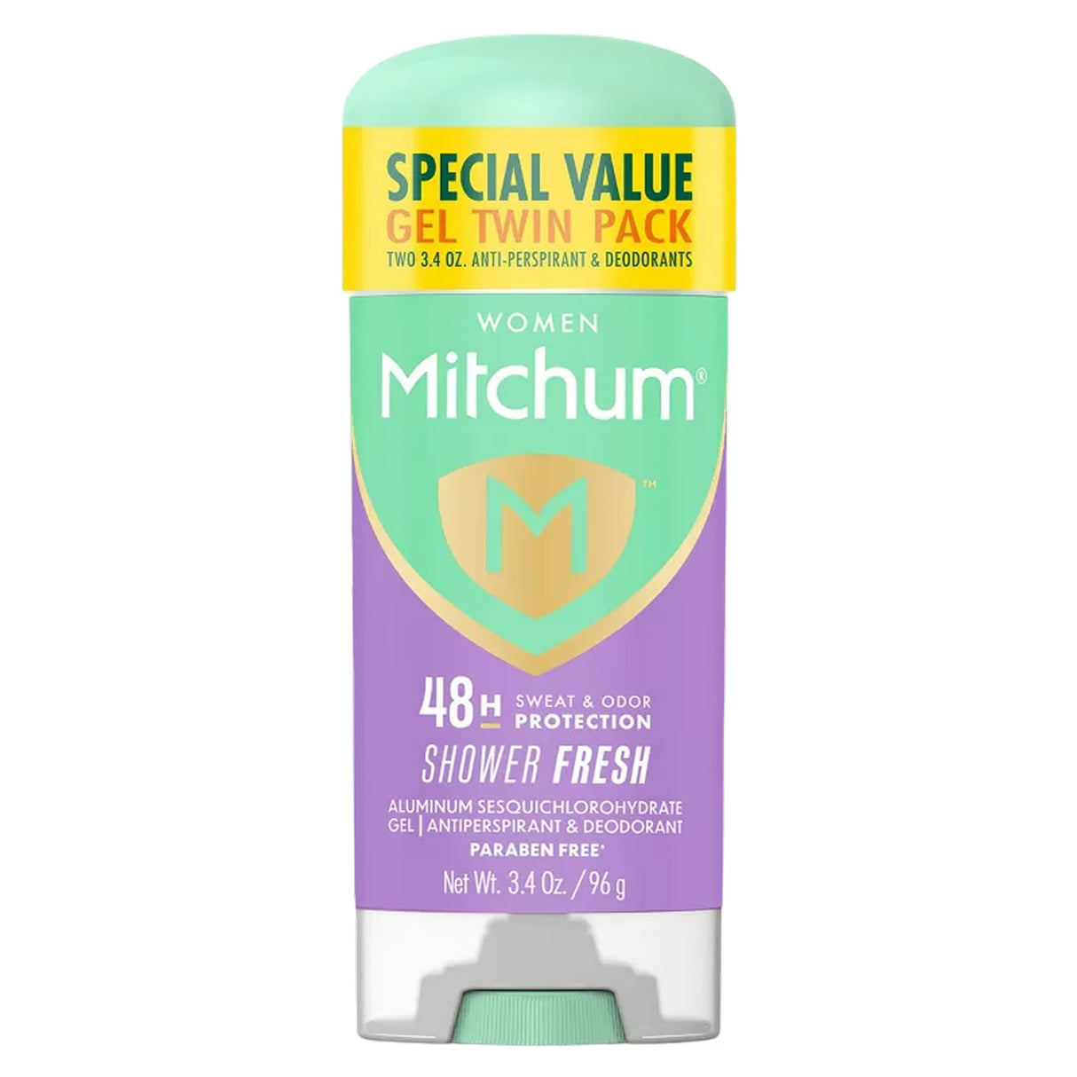 Mitchum Triple Odor Defense Gel 3.4Oz, Shower Fresh Twin Pack - 12 Pack