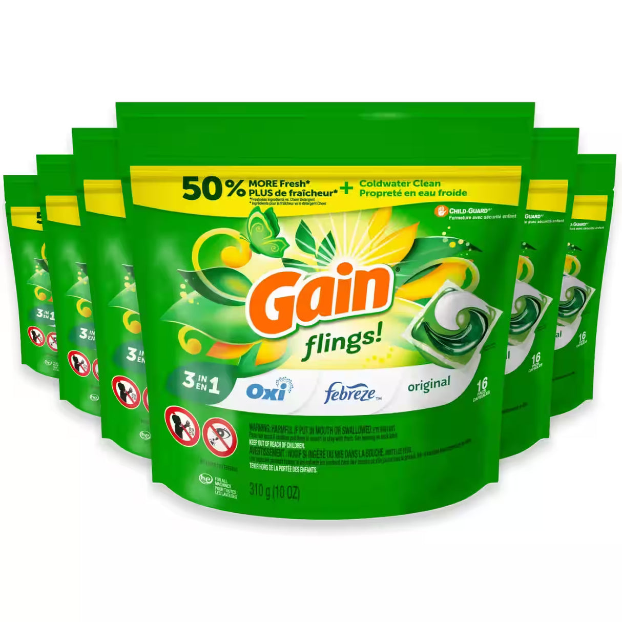 Gain Flings! Original Laundry Pods - 16 ct - 6 Pack