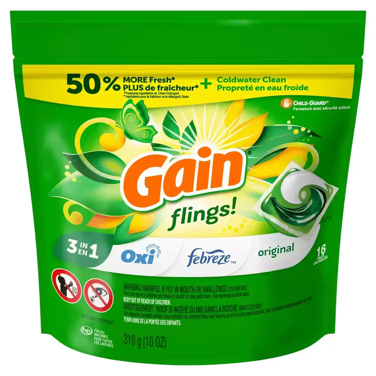 Gain Flings! Original Laundry Pods - 16 ct - 6 Pack