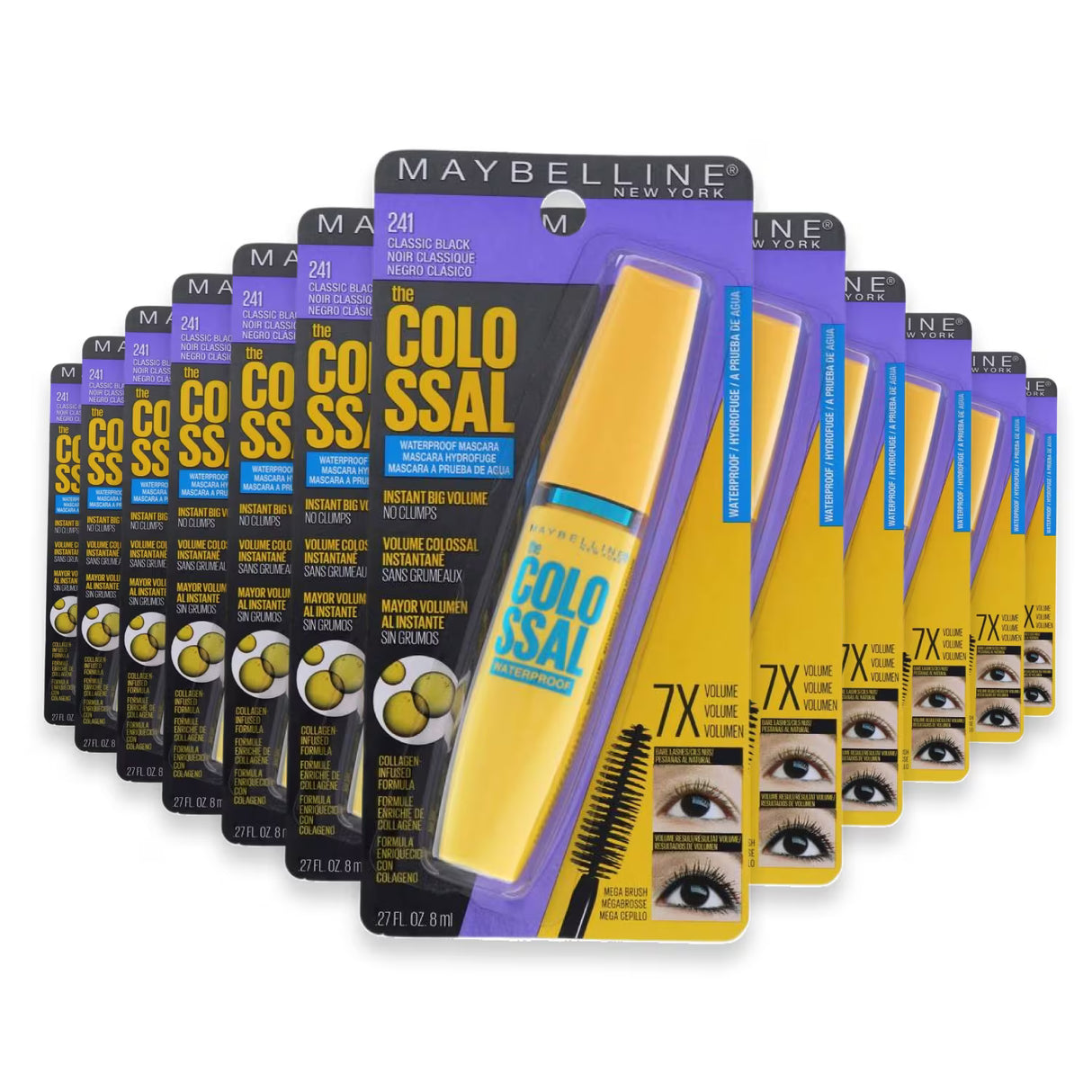 Maybelline - Volum' Express The Colossal Waterproof Mascara, Clump-Free Make Up Formula, Classic Black - 0.27 Oz - 72 Pack