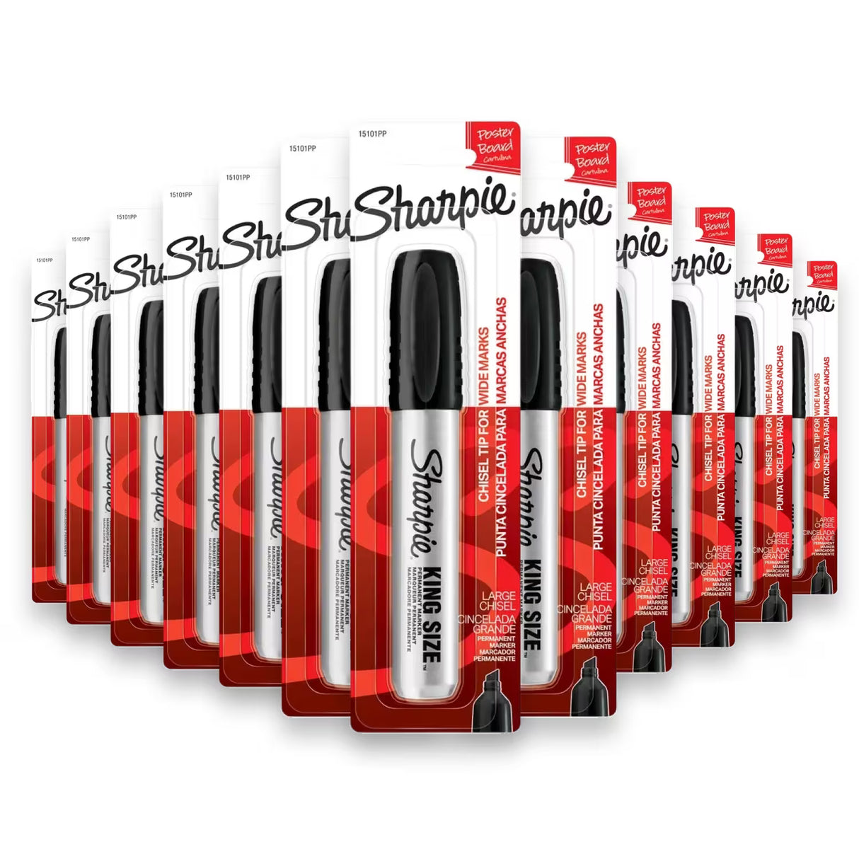 Sharpie - Permanent Marker Chisel Tip Black Durable Aluminum Barrel Carded - 144 Pack