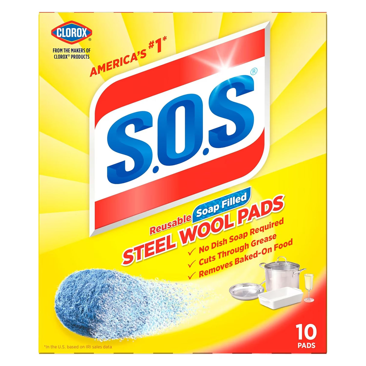 S.O.S Regular Steel Wool Soap Pads, 10 Count - 6 Pack