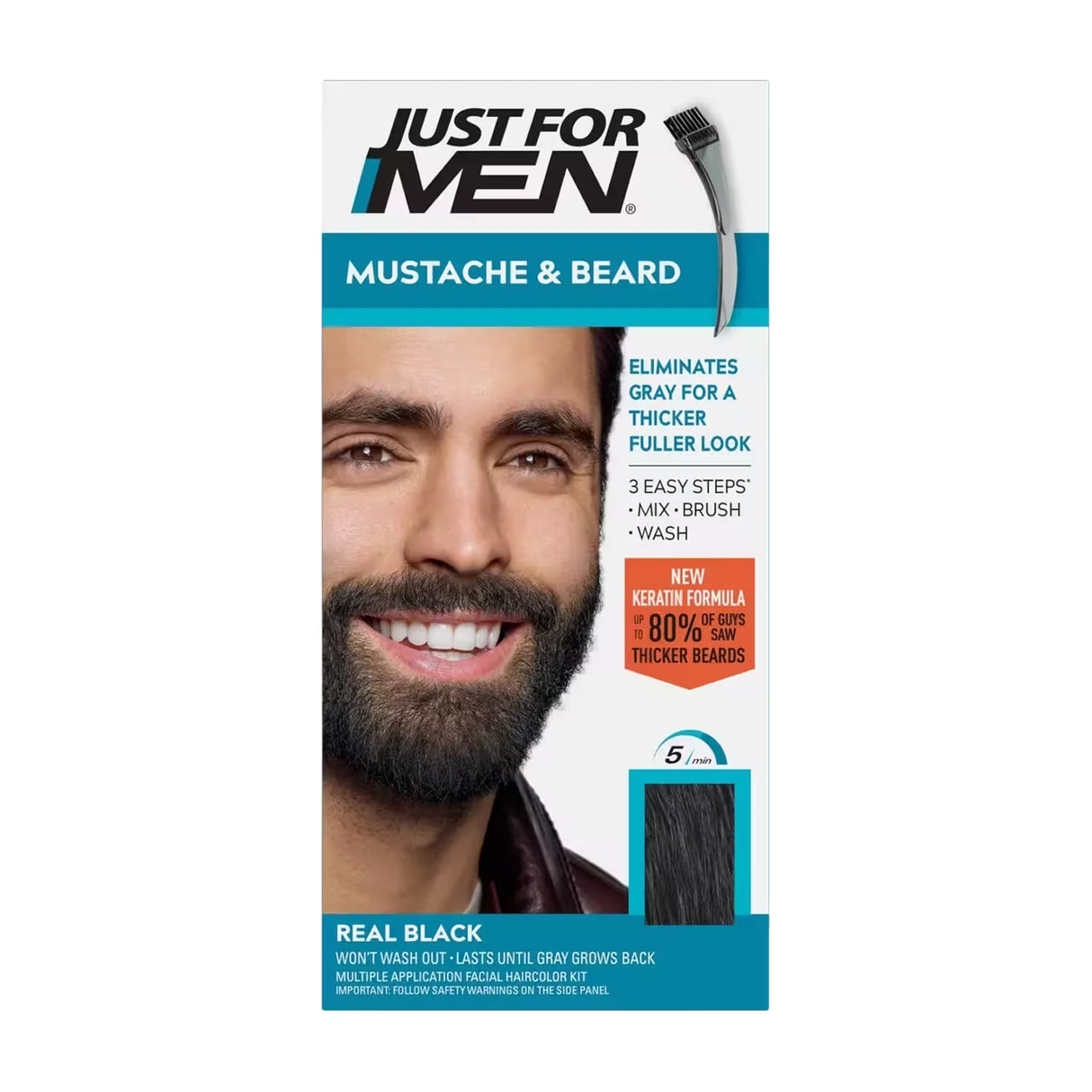 Just For Men Mustache & Beard Color Gel, Real Black – 1 Ct – 12 Pack