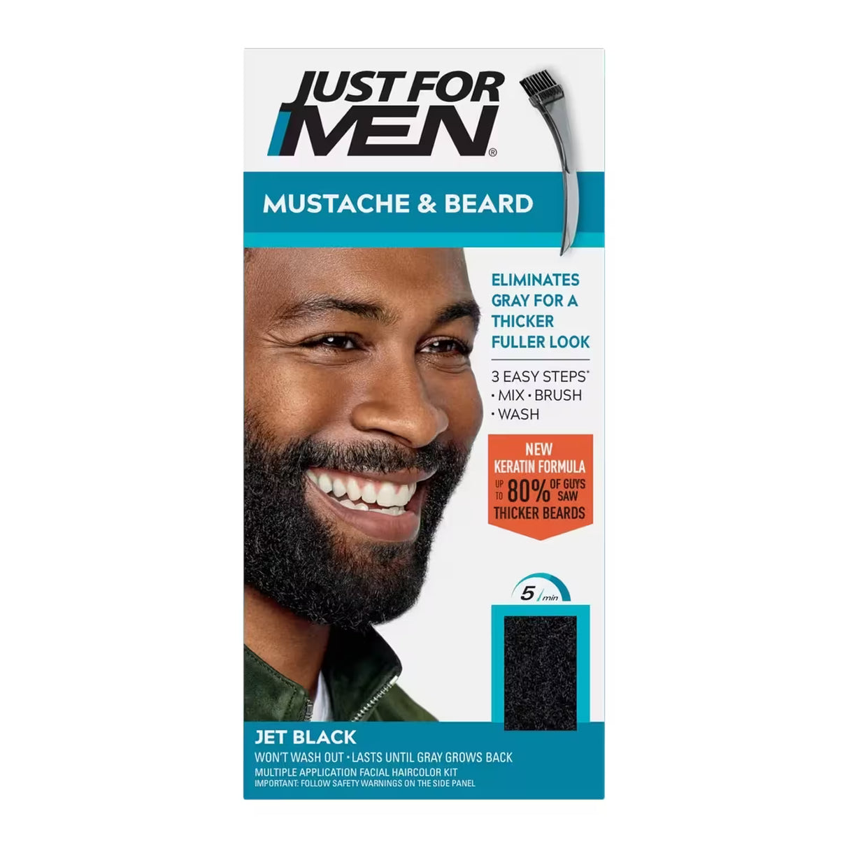 Just For Men Mustache & Beard Color Gel, Jet Black – 1 Ct – 12 Pack