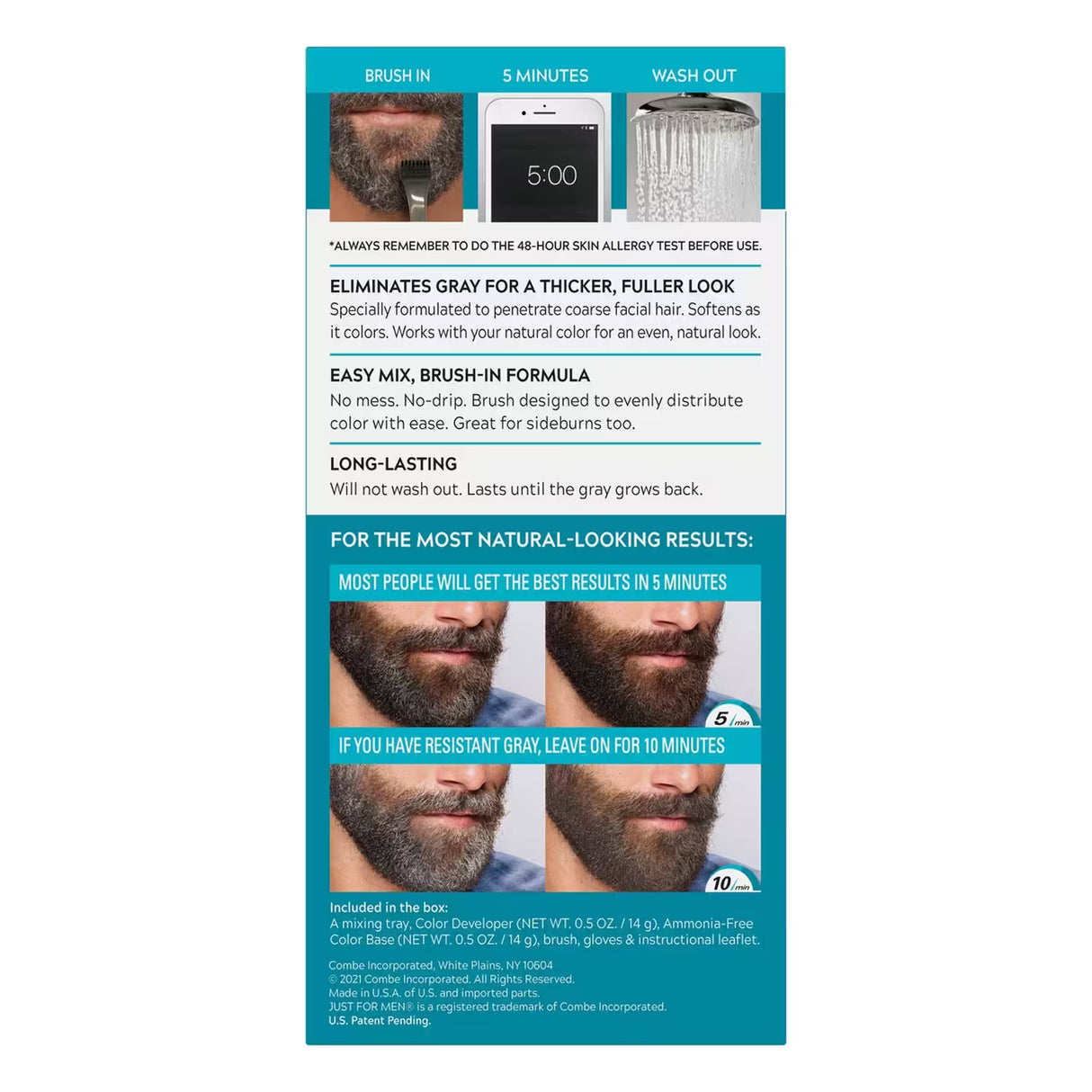 Just For Men Mustache & Beard Color Gel, Jet Black – 1 Ct – 12 Pack