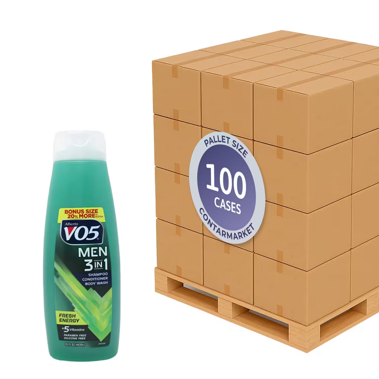 VO5 - 3 in 1 Shampoo, Conditioner & Body Wash for Men, Fresh Energy - 15 Oz - 6 Pack - 100 cases pallet