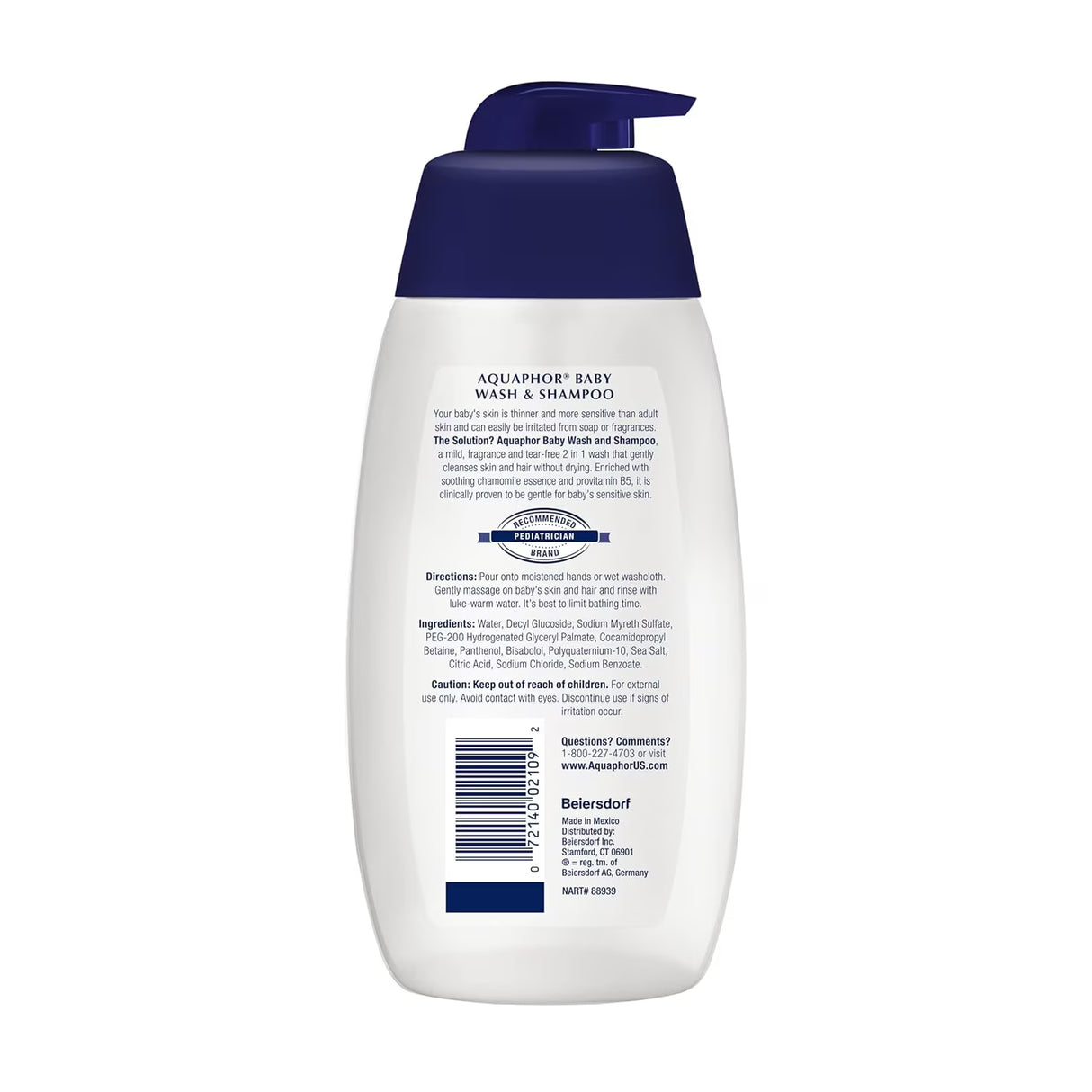 Aquaphor - Baby Cleansing Wash And Shampoo, Pump - 16.9 Oz - 12 Pack
