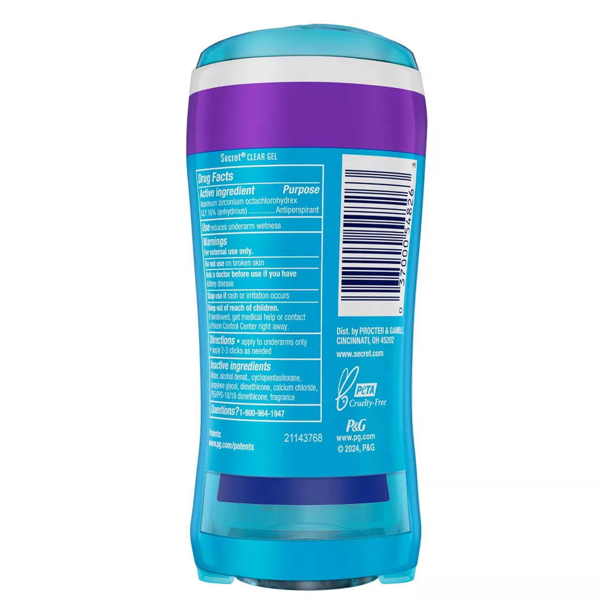 Secret Fresh Clear Gel Antiperspirant Deodorant Lavender - 2 Ct - 6 Pack
