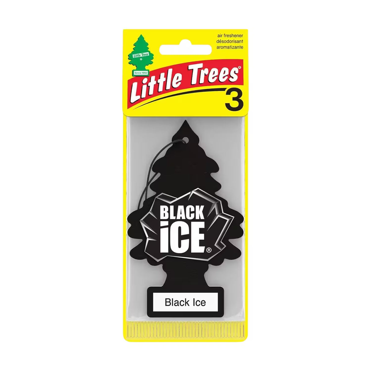 Little Trees Hanging Car Air Freshener, Black Ice – 3 Ct – 96 Pack