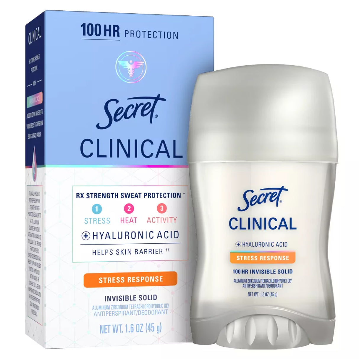Secret Clinical Strength Antiperspirant and Deodorant, Stress Response, Invisible Solid - 1.6 oz - 12 Pack