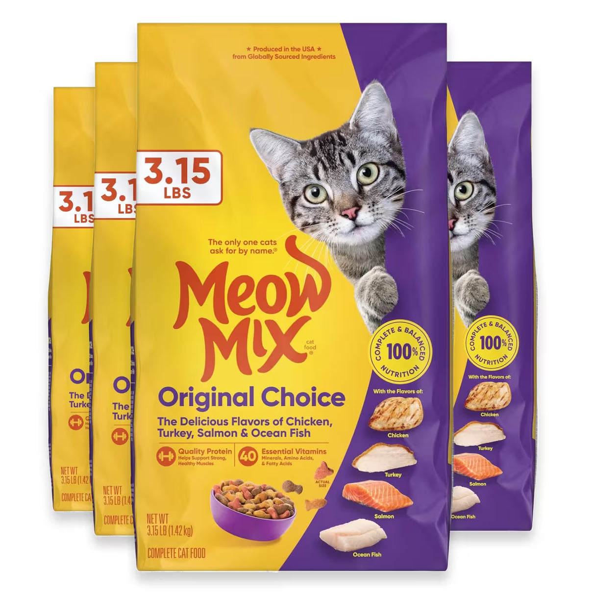 Meow Mix Original Choice Dry Cat Food – 3.15 lb – 4 Pack