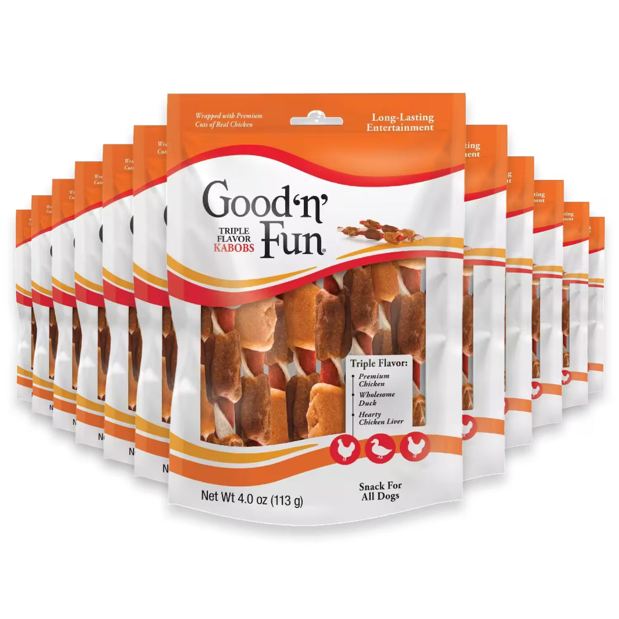 Good 'n' Fun Pork, Beef & Chicken Kabobs – 4 oz – 36 Pack