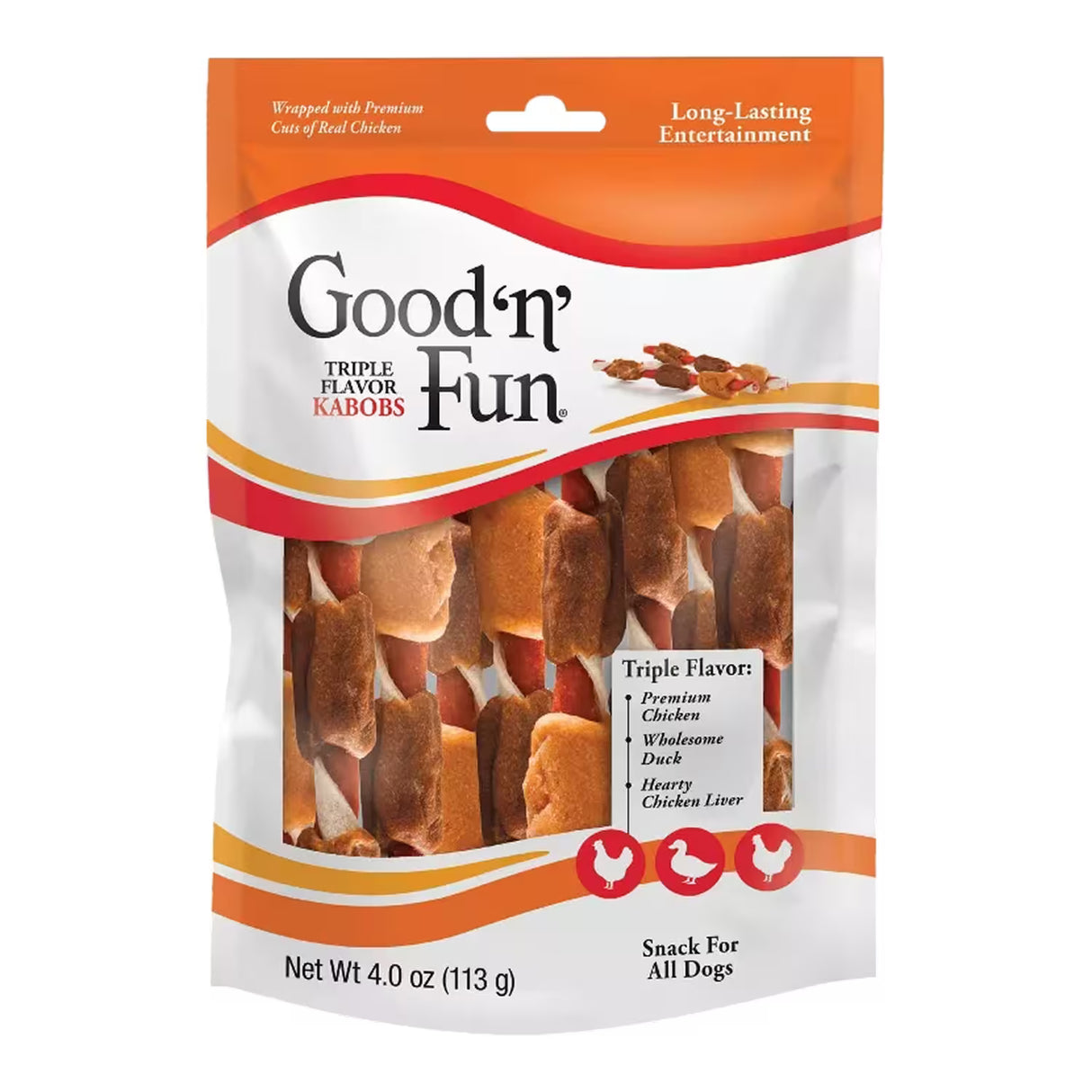 Good 'n' Fun Pork, Beef & Chicken Kabobs – 4 oz – 36 Pack