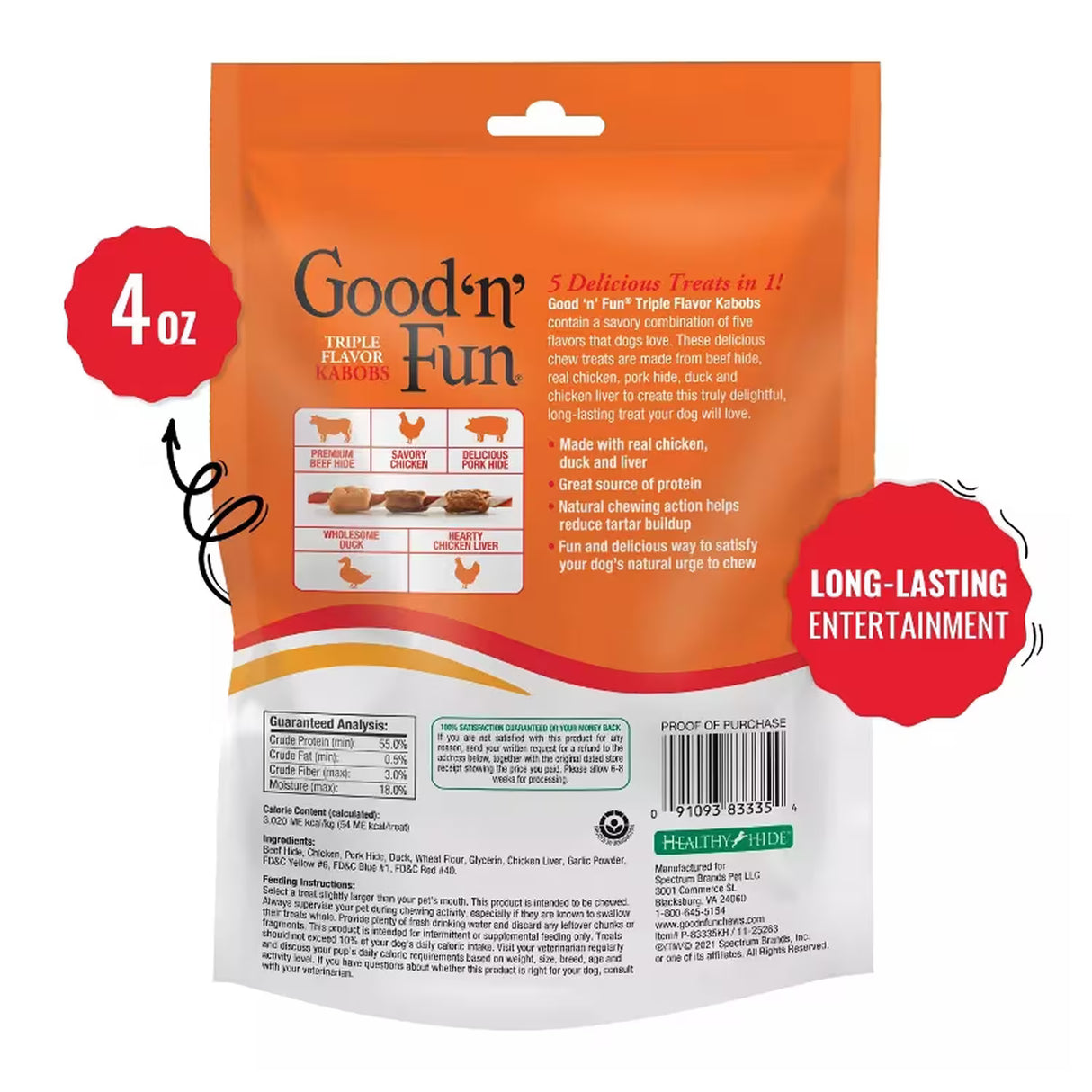 Good 'n' Fun Pork, Beef & Chicken Kabobs – 4 oz – 36 Pack