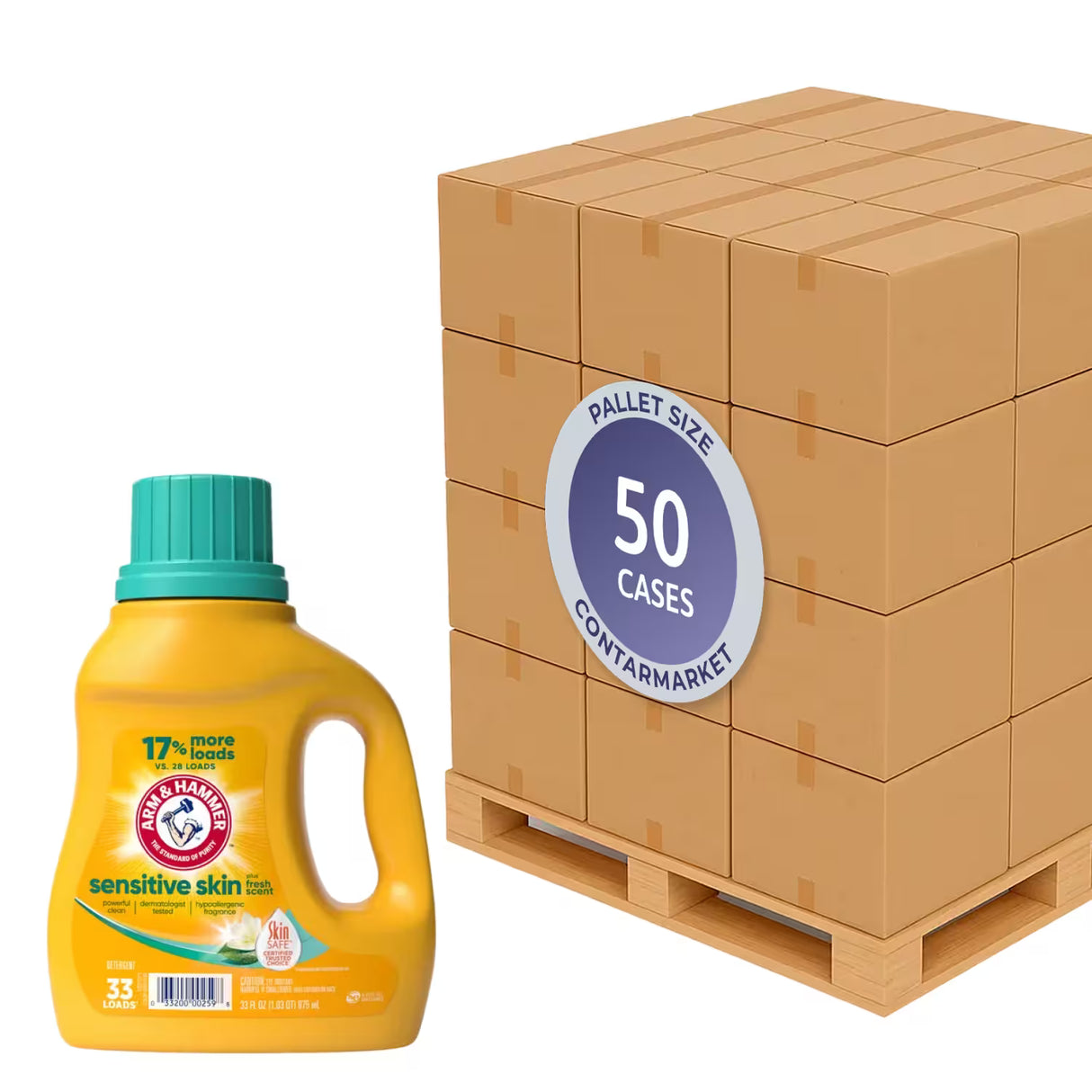 Arm & Hammer Sensitive Skin Plus Liquid Laundry Detergent – 33 fl oz – 8 Pack - 50 cases pallet