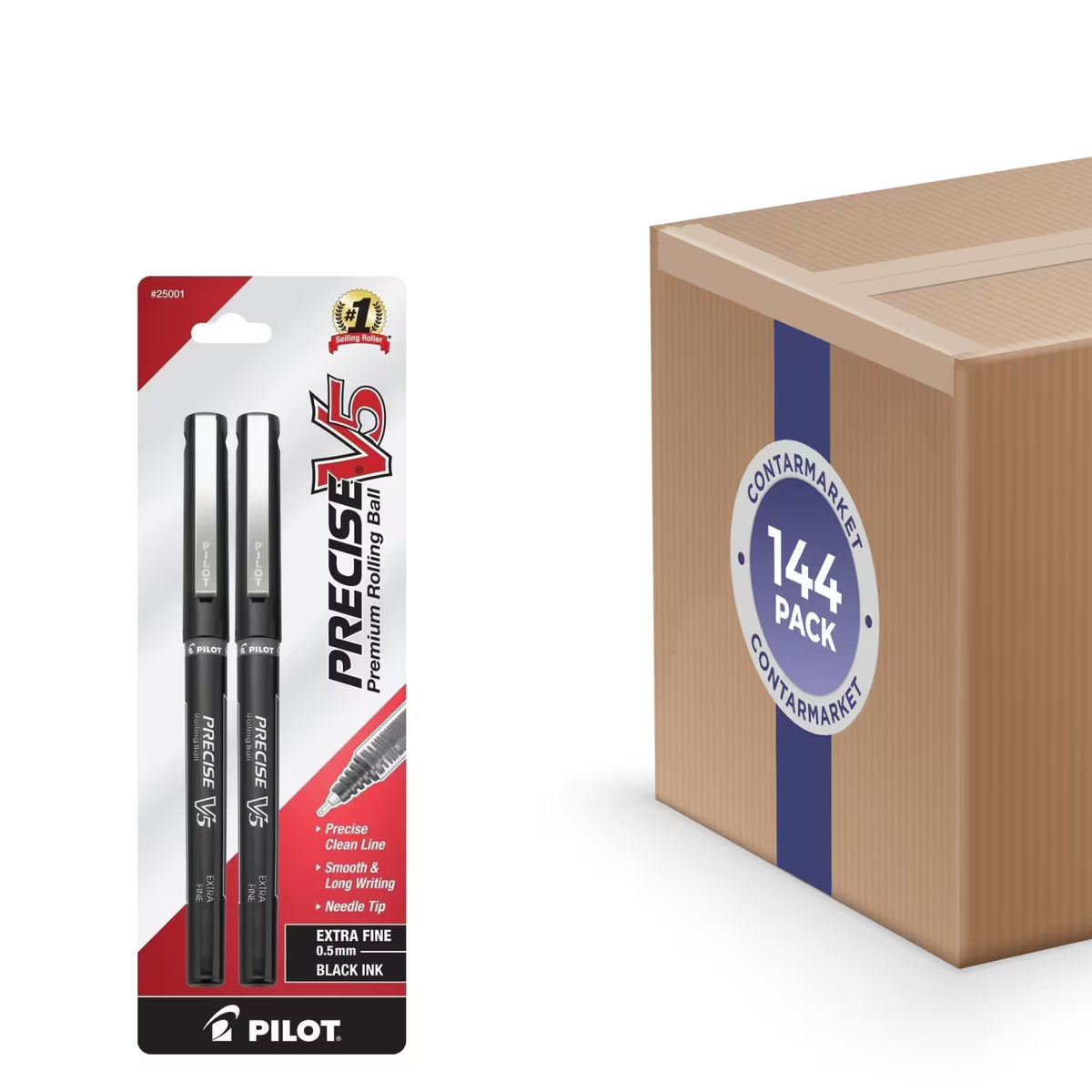 Pilot Precise V5 Extra Fine Black Rollerball Pens - 2 Ct - 144 Pack