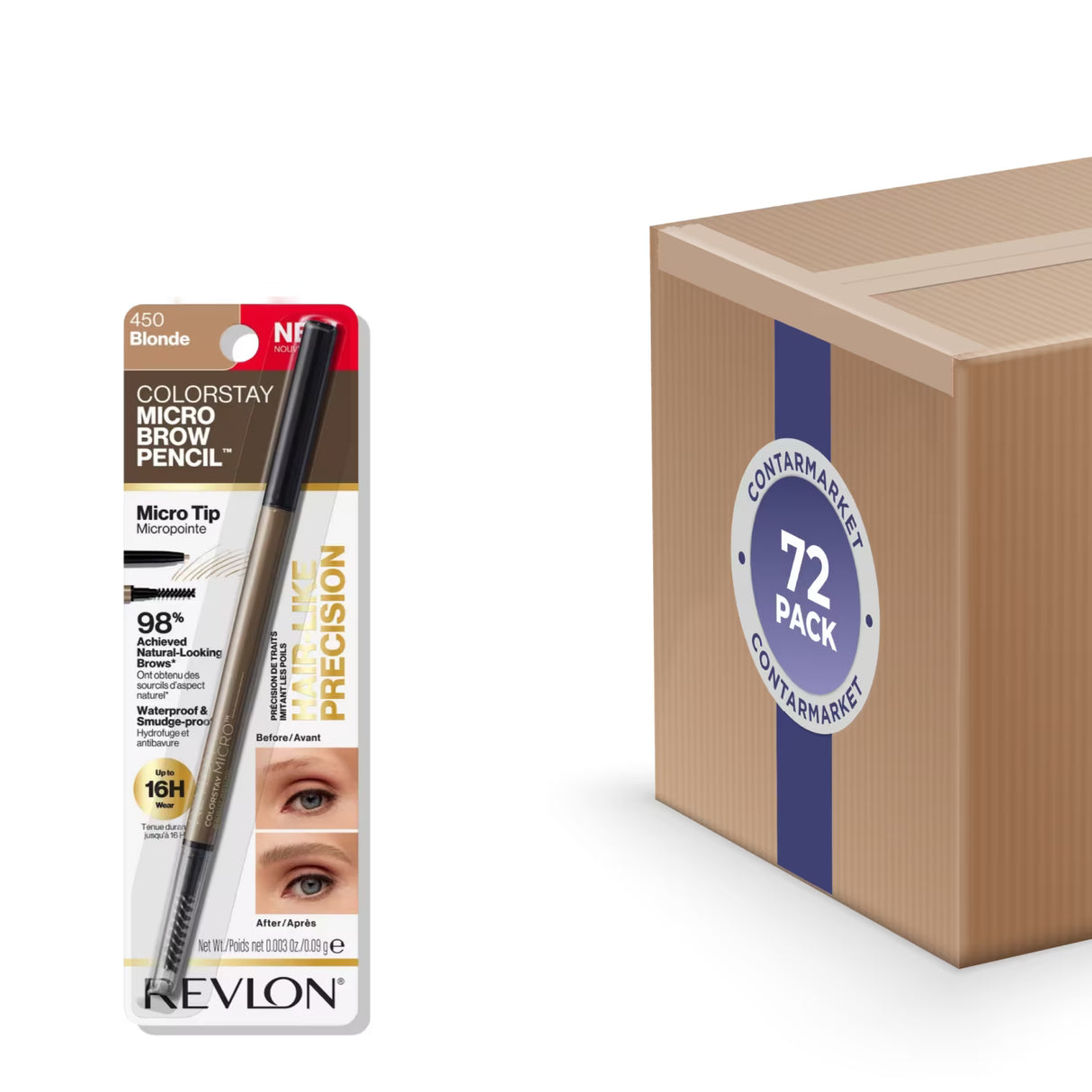 Revlon ColorStay Micro Brow Pencil, 840 Blonde, Waterproof, Up to 16Hr Wear - 72 Pack