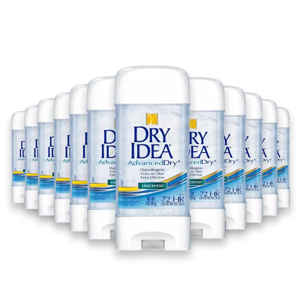 Dry Idea - Advanced Deodorant Gel, Unscented - 3 Oz - 12 Pack