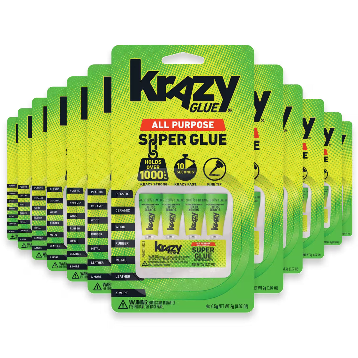 Krazy - Super Glue, Single-Use Tubes, 4 Pack - 0.07 Oz - 48 Pack