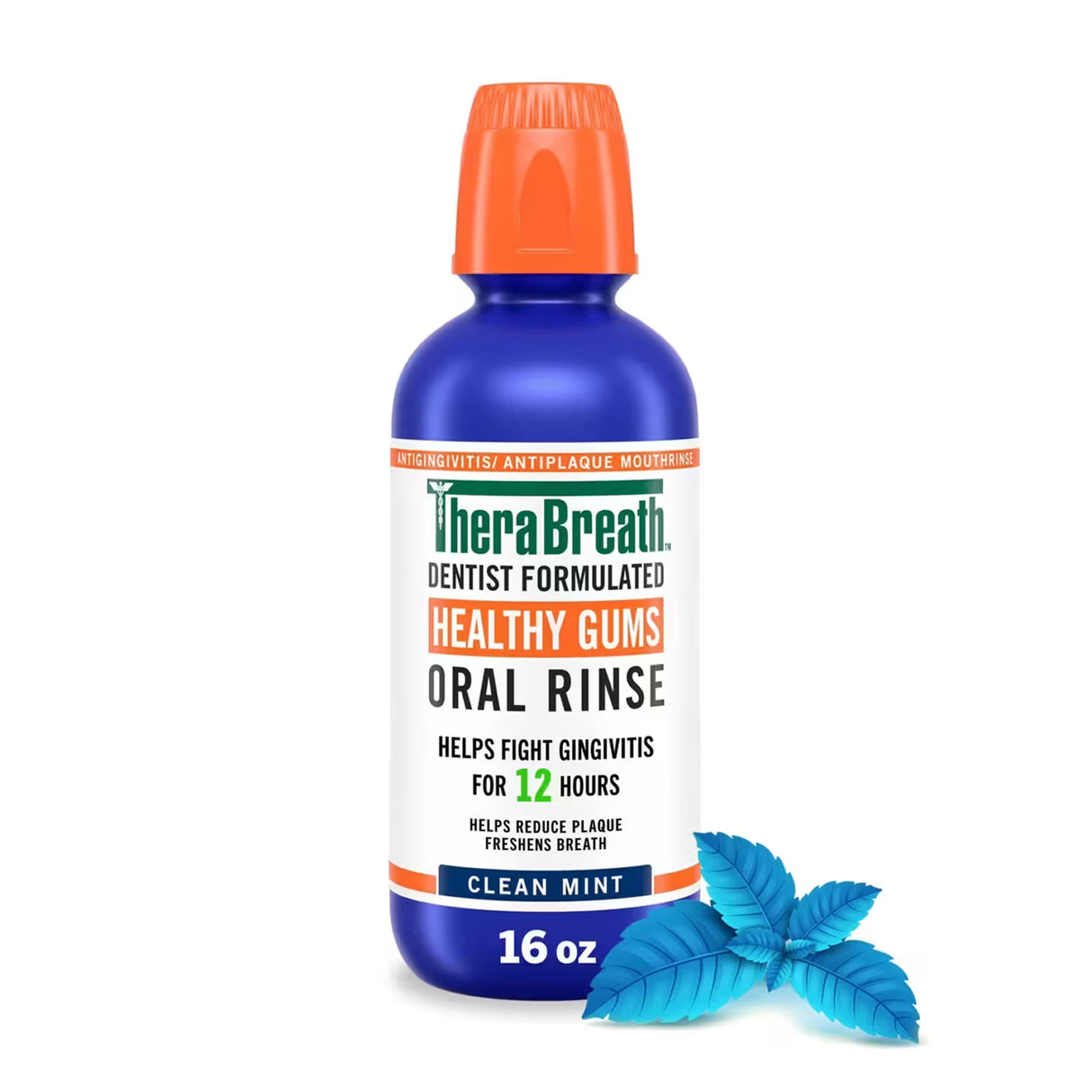 TheraBreath Clean Mint Oral Rinse – 16 oz – 12 Pack