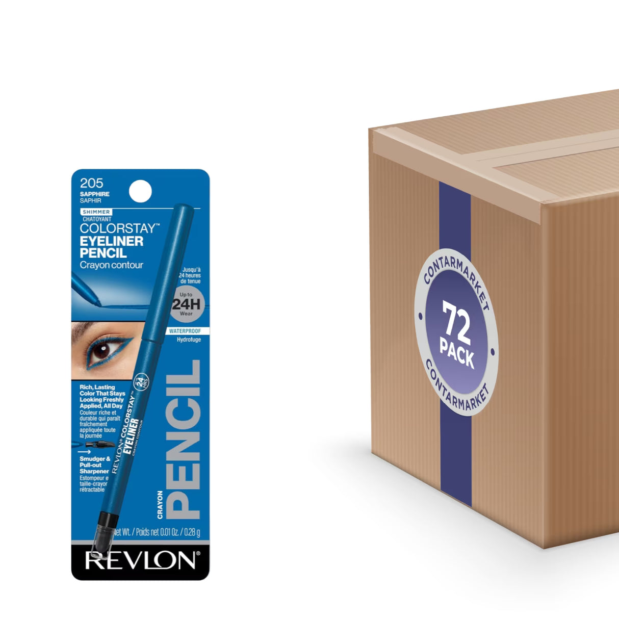 Revlon ColorStay Eyeliner Pencil, Sapphire, Waterproof, Up to 24 Hour Wear - 72 Pack