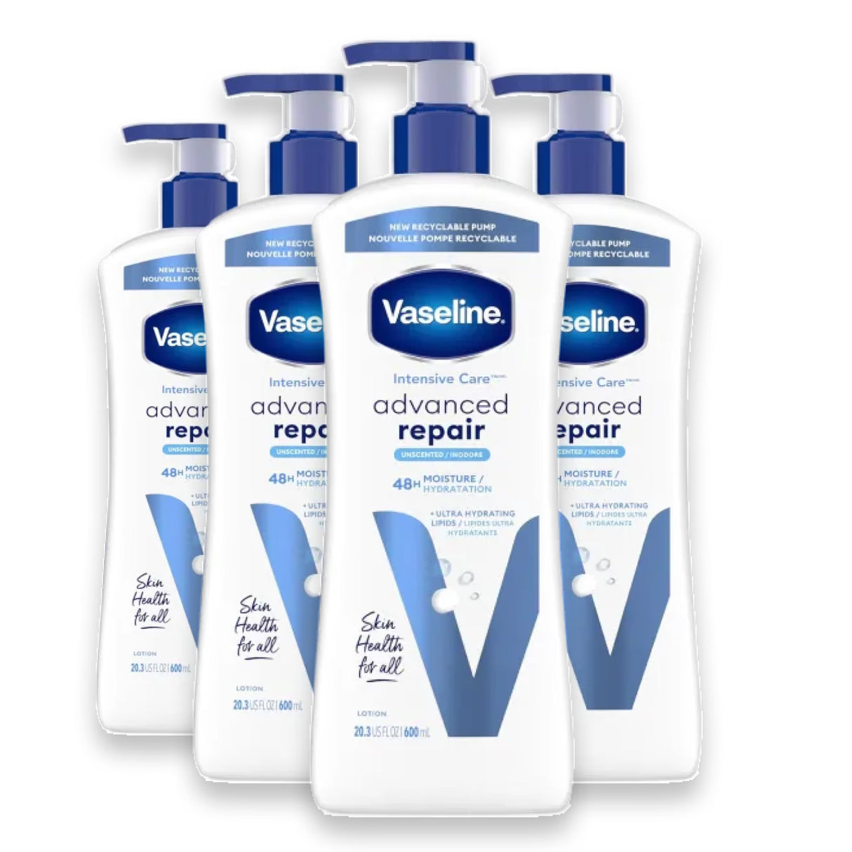 Vaseline - Intensive Care Advanced Repair Unscented Healing Moisture Lotion - 20.3 fl Oz - 4 Pack
