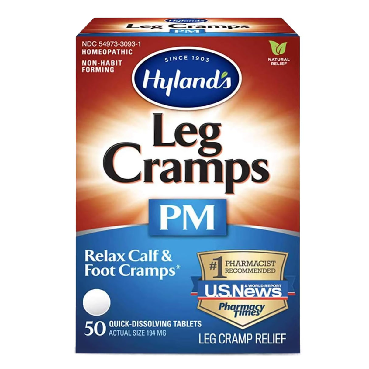 Hyland’s Leg Cramps PM Tablets – 50 Count – 24 Pack