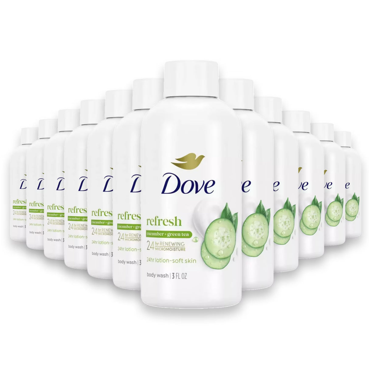 Dove - Go Fresh Cool Moisture Body Wash, Cucumber & Green Tea Scent - 3.0 Oz - 24 Pack