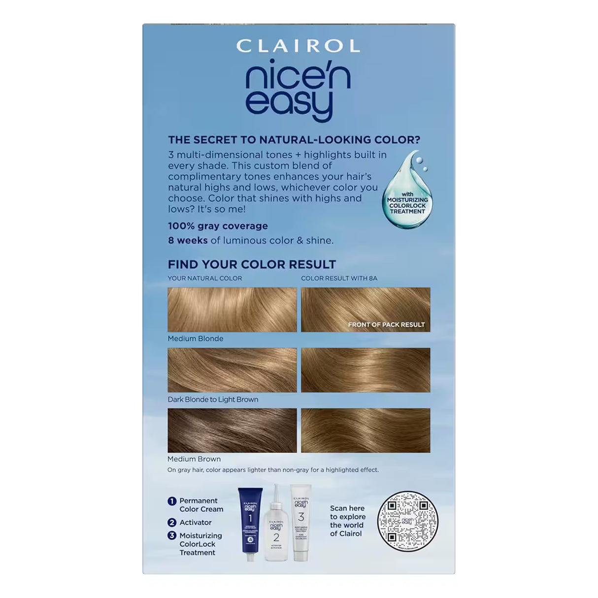 Clairol Nice'n Easy 8A Medium Ash Blonde Permanent Hair Color Kit - 12 Pack