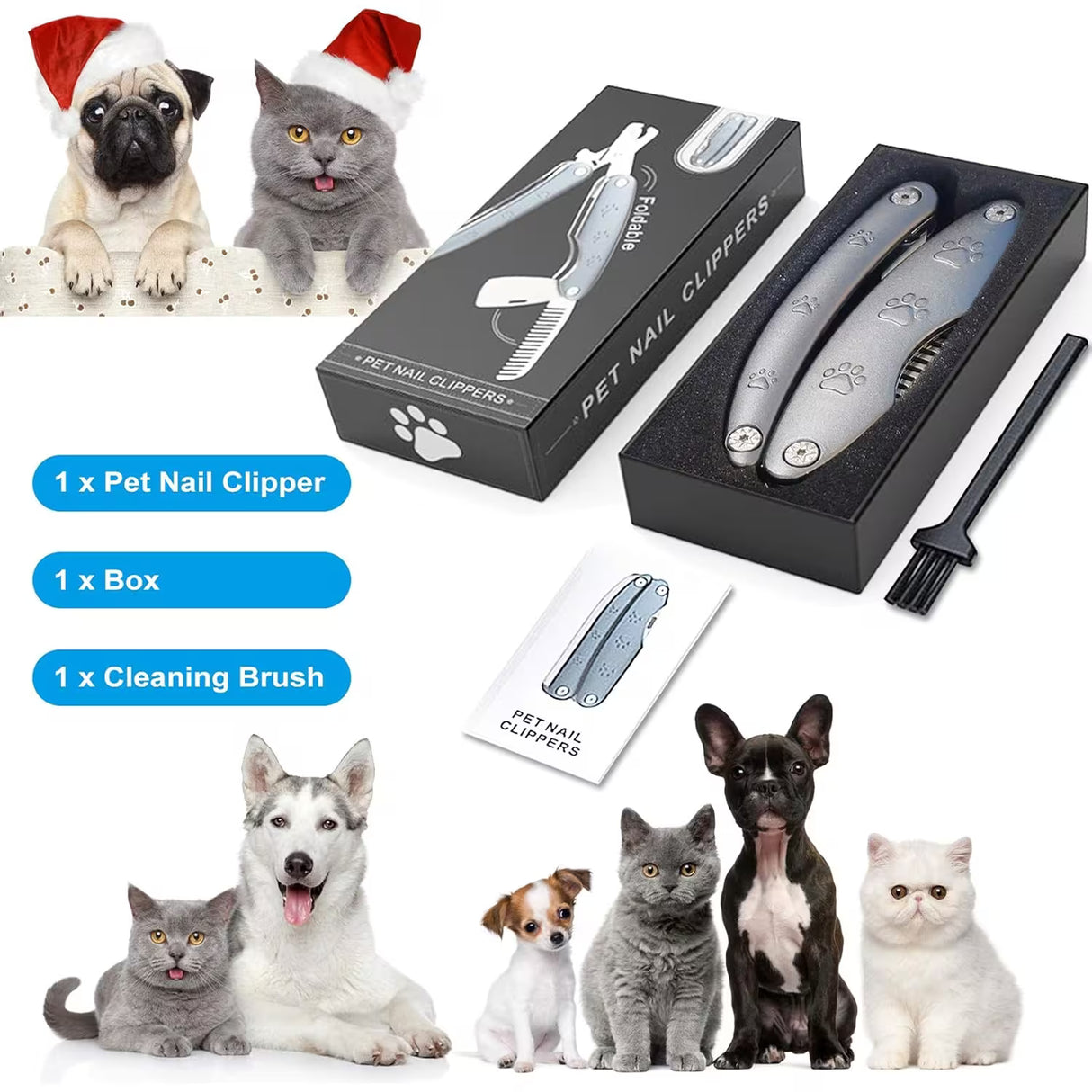3-in-1 Pet Nail Clippers with Safety Guard
