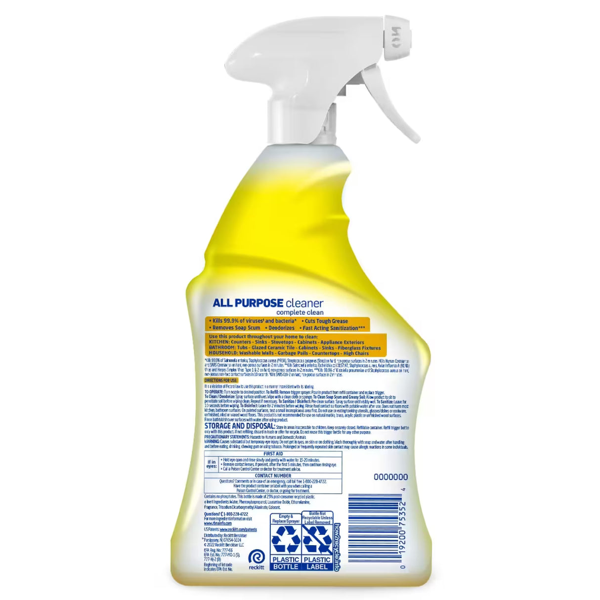 Lysol All-Purpose Cleaner Lemon Spray – 32 fl oz – 12 Pack - 50 cases pallet